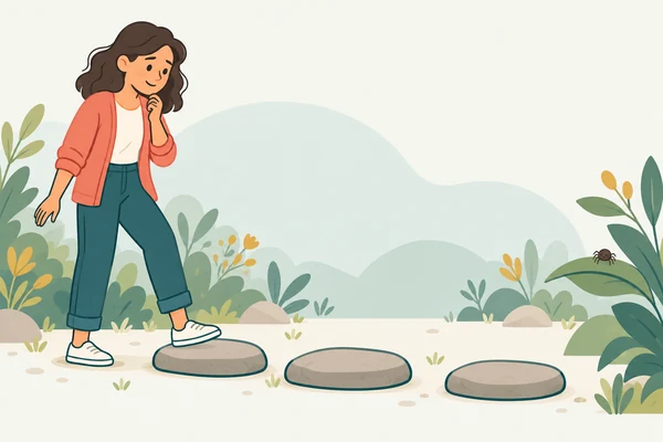 An illustrated path with gradual steps, representing approaching a fear at your own pace